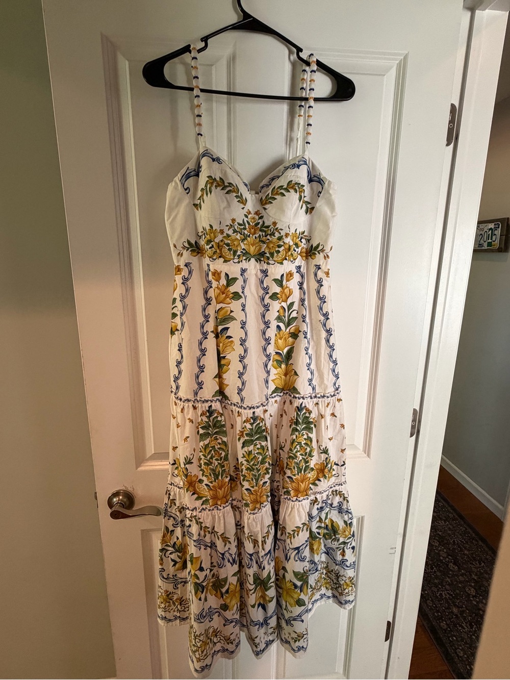 FARM Rio White Midi Dress with Yellow & Blue Floral Print - Picture 6 of 9